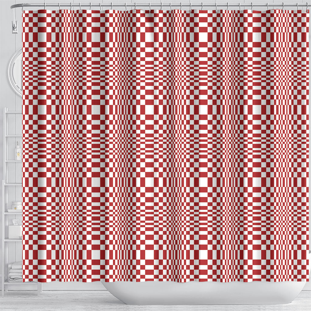 Red White Filipino Binakol Motifs Shower Curtain Mabuhay Philippines Festival Kusikus Pattern LT14 - Polynesian Pride