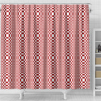 Red White Filipino Binakol Motifs Shower Curtain Mabuhay Philippines Festival Kusikus Pattern LT14 - Polynesian Pride
