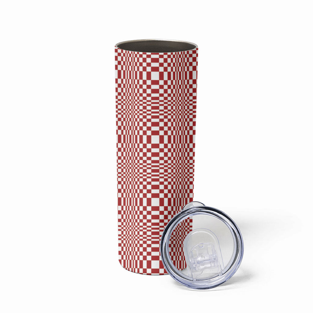 Red White Filipino Binakol Motifs Skinny Tumbler Mabuhay Philippines Festival Kusikus Pattern LT14 - Polynesian Pride