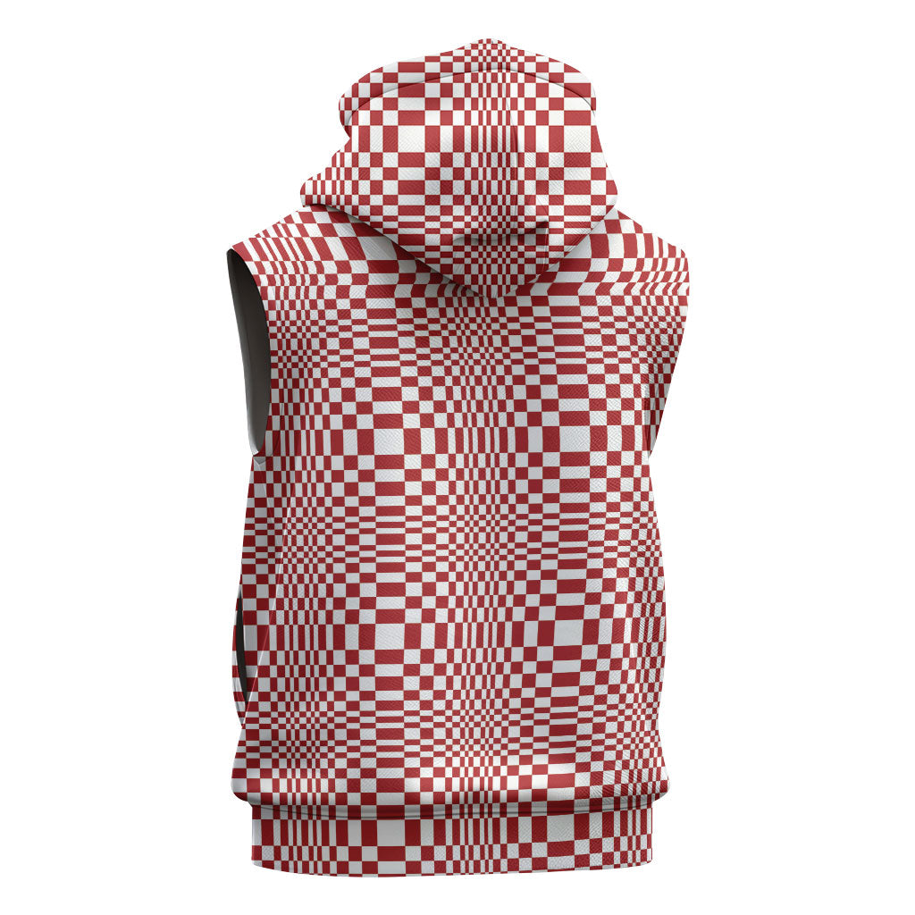 Red White Filipino Binakol Motifs Sleeveless Hoodie Mabuhay Philippines Festival Kusikus Pattern LT14 - Polynesian Pride