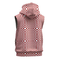 Red White Filipino Binakol Motifs Sleeveless Hoodie Mabuhay Philippines Festival Kusikus Pattern LT14 - Polynesian Pride