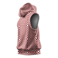 Red White Filipino Binakol Motifs Sleeveless Hoodie Mabuhay Philippines Festival Kusikus Pattern LT14 - Polynesian Pride