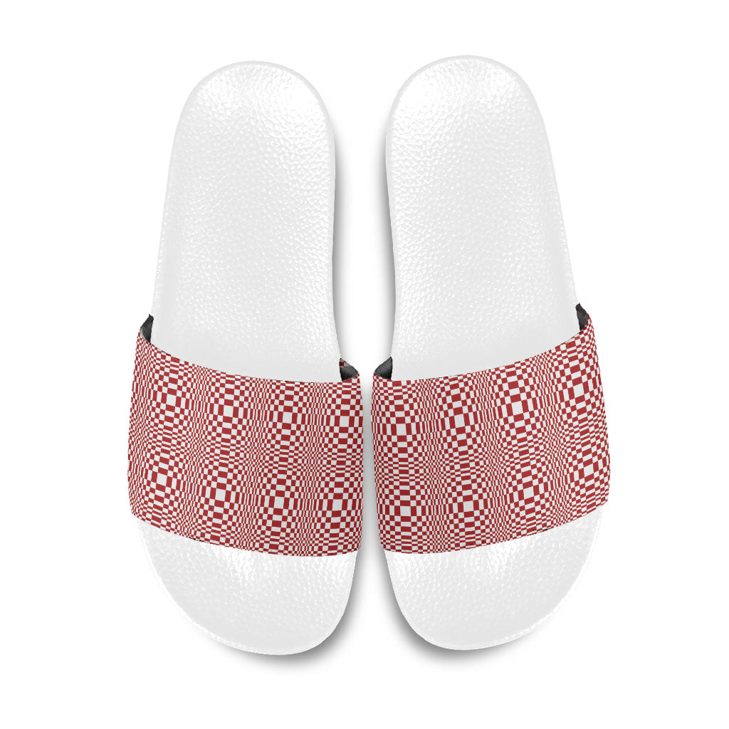 Red White Filipino Binakol Motifs Slide Sandals Mabuhay Philippines Festival Kusikus Pattern LT14 Red - Polynesian Pride