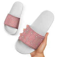 Red White Filipino Binakol Motifs Slide Sandals Mabuhay Philippines Festival Kusikus Pattern LT14 - Polynesian Pride