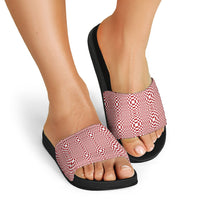 Red White Filipino Binakol Motifs Slide Sandals Mabuhay Philippines Festival Kusikus Pattern LT14 - Polynesian Pride