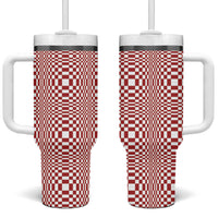 Red White Filipino Binakol Motifs Tumbler With Handle Mabuhay Philippines Festival Kusikus Pattern LT14 One Size: 40 oz Red - Polynesian Pride