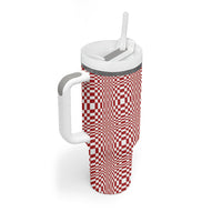 Red White Filipino Binakol Motifs Tumbler With Handle Mabuhay Philippines Festival Kusikus Pattern LT14 - Polynesian Pride