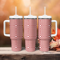 Red White Filipino Binakol Motifs Tumbler With Handle Mabuhay Philippines Festival Kusikus Pattern LT14 - Polynesian Pride