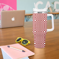 Red White Filipino Binakol Motifs Tumbler With Handle Mabuhay Philippines Festival Kusikus Pattern LT14 - Polynesian Pride