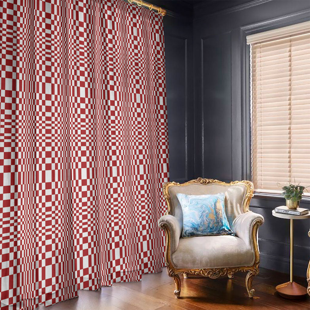 Red White Filipino Binakol Motifs Window Curtain Mabuhay Philippines Festival Kusikus Pattern LT14 - Polynesian Pride
