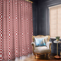 Red White Filipino Binakol Motifs Window Curtain Mabuhay Philippines Festival Kusikus Pattern LT14 - Polynesian Pride