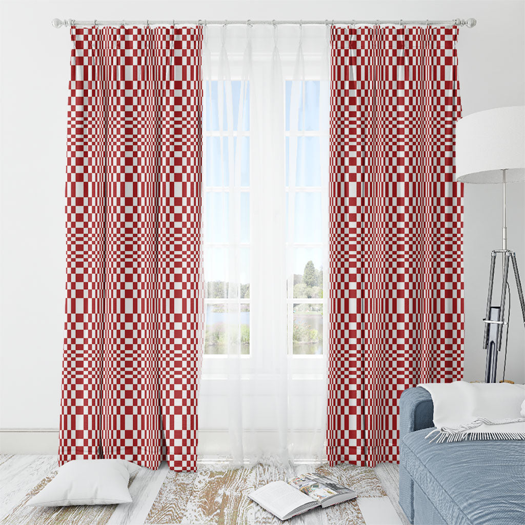 Red White Filipino Binakol Motifs Window Curtain Mabuhay Philippines Festival Kusikus Pattern LT14 - Polynesian Pride