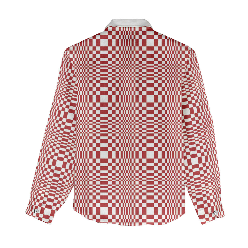 Red White Filipino Binakol Motifs Women Casual Shirt Mabuhay Philippines Festival Kusikus Pattern LT14 - Polynesian Pride