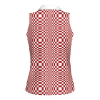 Red White Filipino Binakol Motifs Women Sleeveless Polo Shirt Mabuhay Philippines Festival Kusikus Pattern LT14 - Polynesian Pride