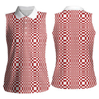 Red White Filipino Binakol Motifs Women Sleeveless Polo Shirt Mabuhay Philippines Festival Kusikus Pattern LT14 - Polynesian Pride