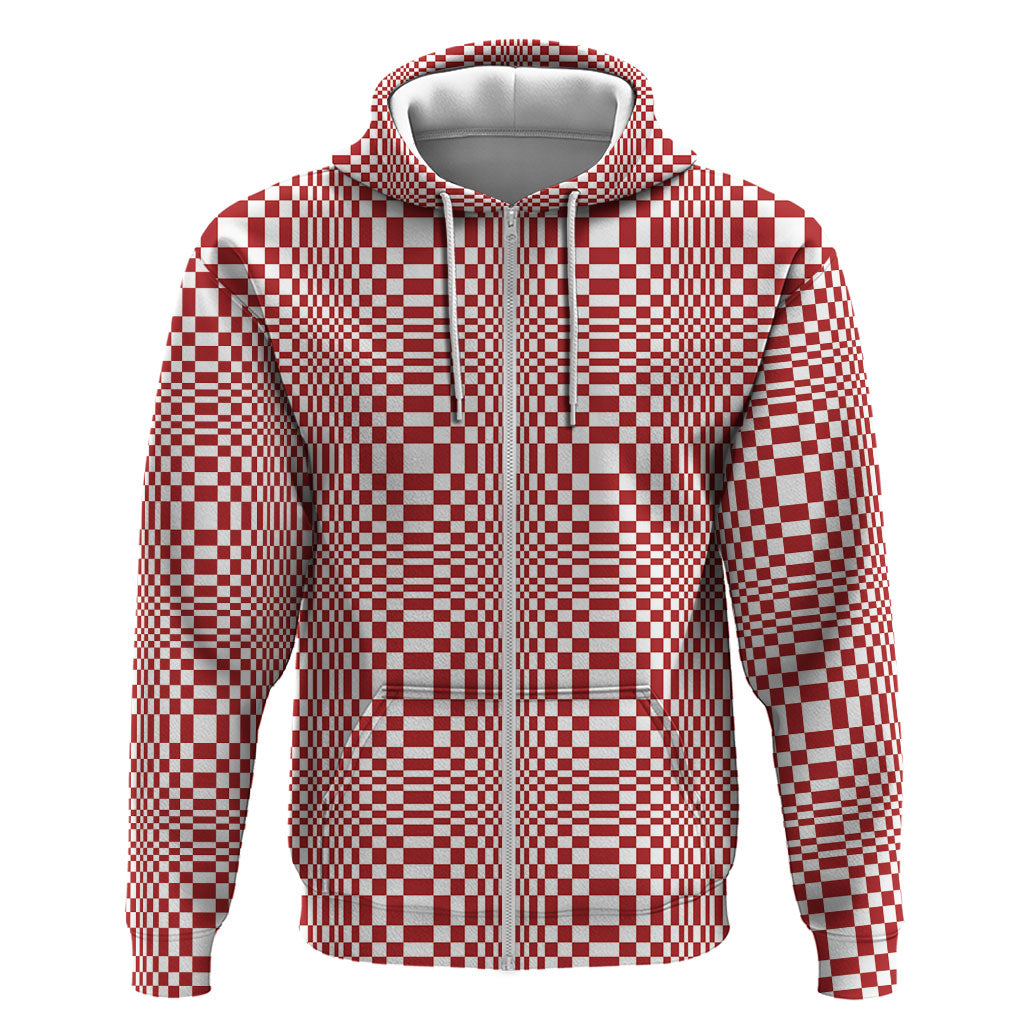 Red White Filipino Binakol Motifs Zip Hoodie Mabuhay Philippines Festival Kusikus Pattern LT14 Zip Hoodie Red - Polynesian Pride
