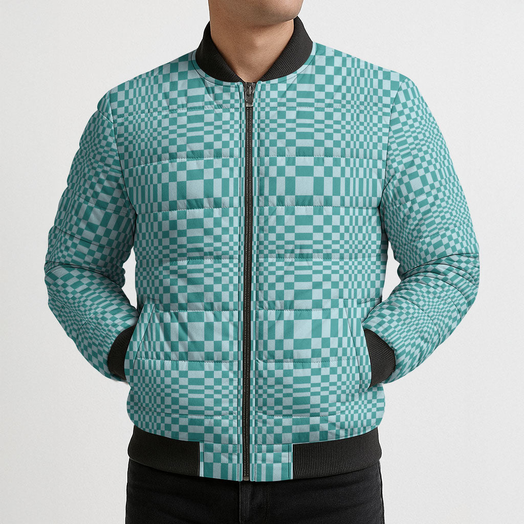 Cyan Filipino Binakol Motifs Bomber Puffer Jacket Mabuhay Philippines Festival Kusikus Pattern LT14 - Polynesian Pride