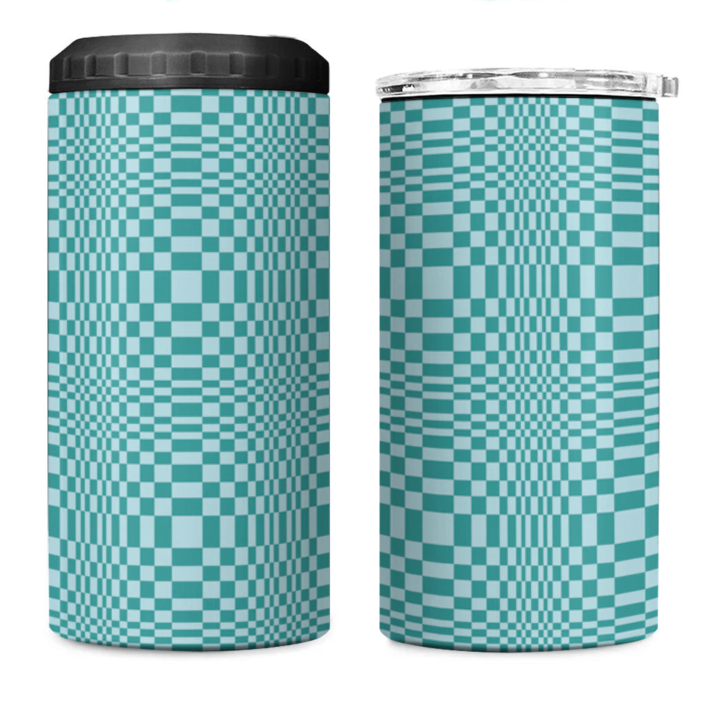 Cyan Filipino Binakol Motifs 4 in 1 Can Cooler Tumbler Mabuhay Philippines Festival Kusikus Pattern LT14 One Size: 16 oz Cyan - Polynesian Pride
