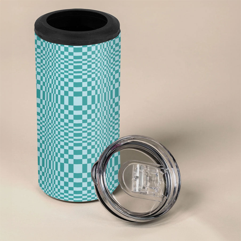Cyan Filipino Binakol Motifs 4 in 1 Can Cooler Tumbler Mabuhay Philippines Festival Kusikus Pattern LT14 - Polynesian Pride