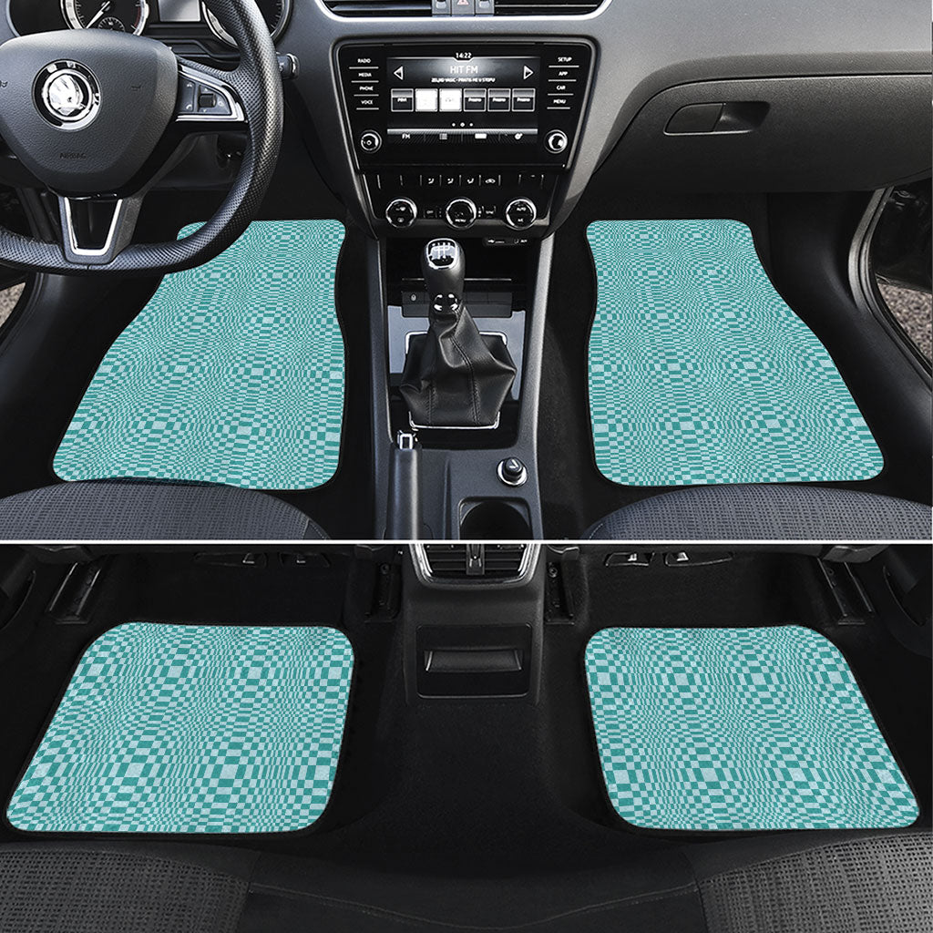 Cyan Filipino Binakol Motifs Car Mats Mabuhay Philippines Festival Kusikus Pattern LT14 Set 4pcs Cyan - Polynesian Pride