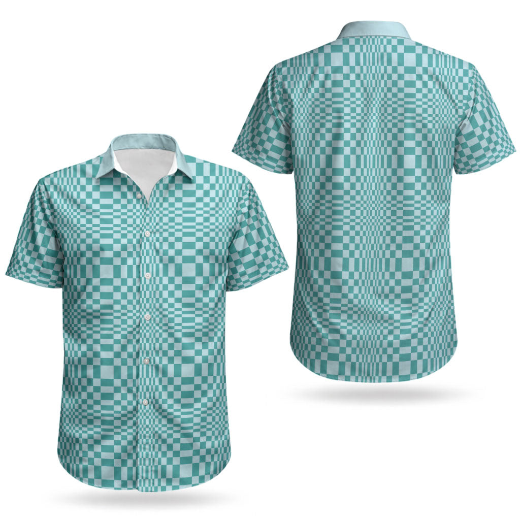 Cyan Filipino Binakol Motifs Couples Matching Off The Shoulder Long Sleeve Dress and Hawaiian Shirt Mabuhay Philippines Festival Kusikus Pattern LT14 - Polynesian Pride
