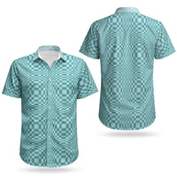 Cyan Filipino Binakol Motifs Couples Matching Off The Shoulder Long Sleeve Dress and Hawaiian Shirt Mabuhay Philippines Festival Kusikus Pattern LT14 - Polynesian Pride