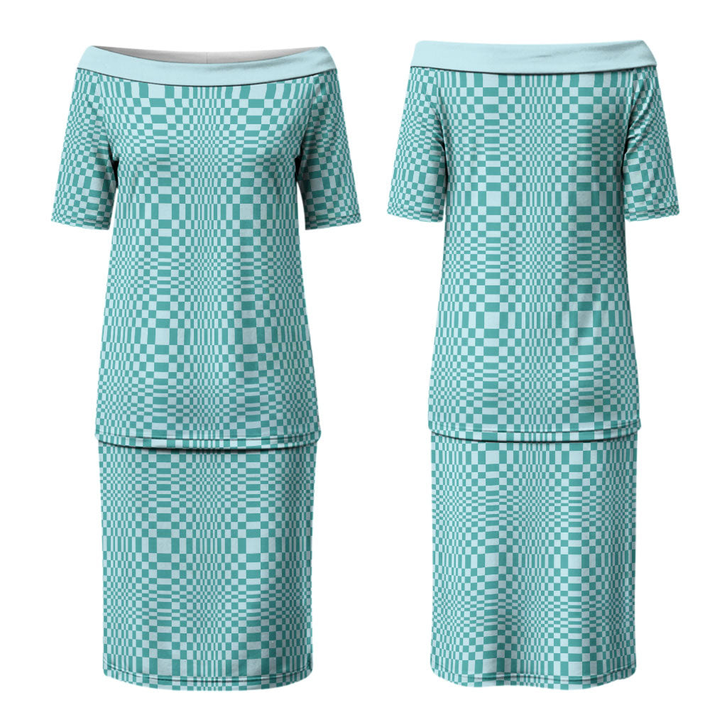 Cyan Filipino Binakol Motifs Couples Matching Puletasi and Long Sleeve Button Shirt Mabuhay Philippines Festival Kusikus Pattern LT14 - Polynesian Pride