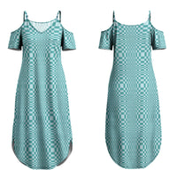 Cyan Filipino Binakol Motifs Couples Matching Summer Maxi Dress and Long Sleeve Button Shirt Mabuhay Philippines Festival Kusikus Pattern LT14 - Polynesian Pride