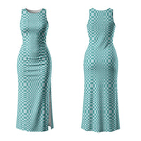 Cyan Filipino Binakol Motifs Couples Matching Tank Maxi Dress and Long Sleeve Button Shirt Mabuhay Philippines Festival Kusikus Pattern LT14 - Polynesian Pride