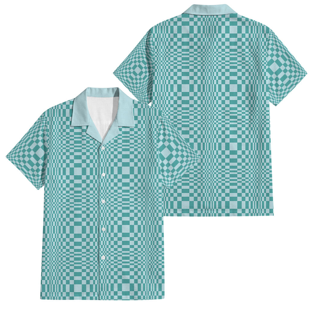 Cyan Filipino Binakol Motifs Family Matching Off The Shoulder Long Sleeve Dress and Hawaiian Shirt Mabuhay Philippines Festival Kusikus Pattern LT14 Dad's Shirt - Short Sleeve Cyan - Polynesian Pride