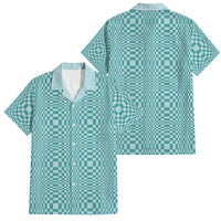 Cyan Filipino Binakol Motifs Family Matching Short Sleeve Bodycon Dress and Hawaiian Shirt Mabuhay Philippines Festival Kusikus Pattern LT14 Dad's Shirt - Short Sleeve Cyan - Polynesian Pride