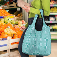 Cyan Filipino Binakol Motifs Grocery Bag Mabuhay Philippines Festival Kusikus Pattern LT14 - Polynesian Pride