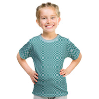 Cyan Filipino Binakol Motifs Kid T Shirt Mabuhay Philippines Festival Kusikus Pattern LT14 Cyan - Polynesian Pride
