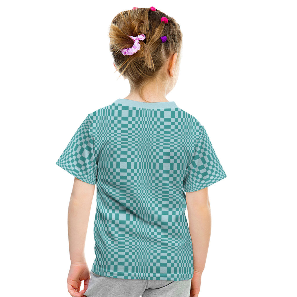 Cyan Filipino Binakol Motifs Kid T Shirt Mabuhay Philippines Festival Kusikus Pattern LT14 - Polynesian Pride