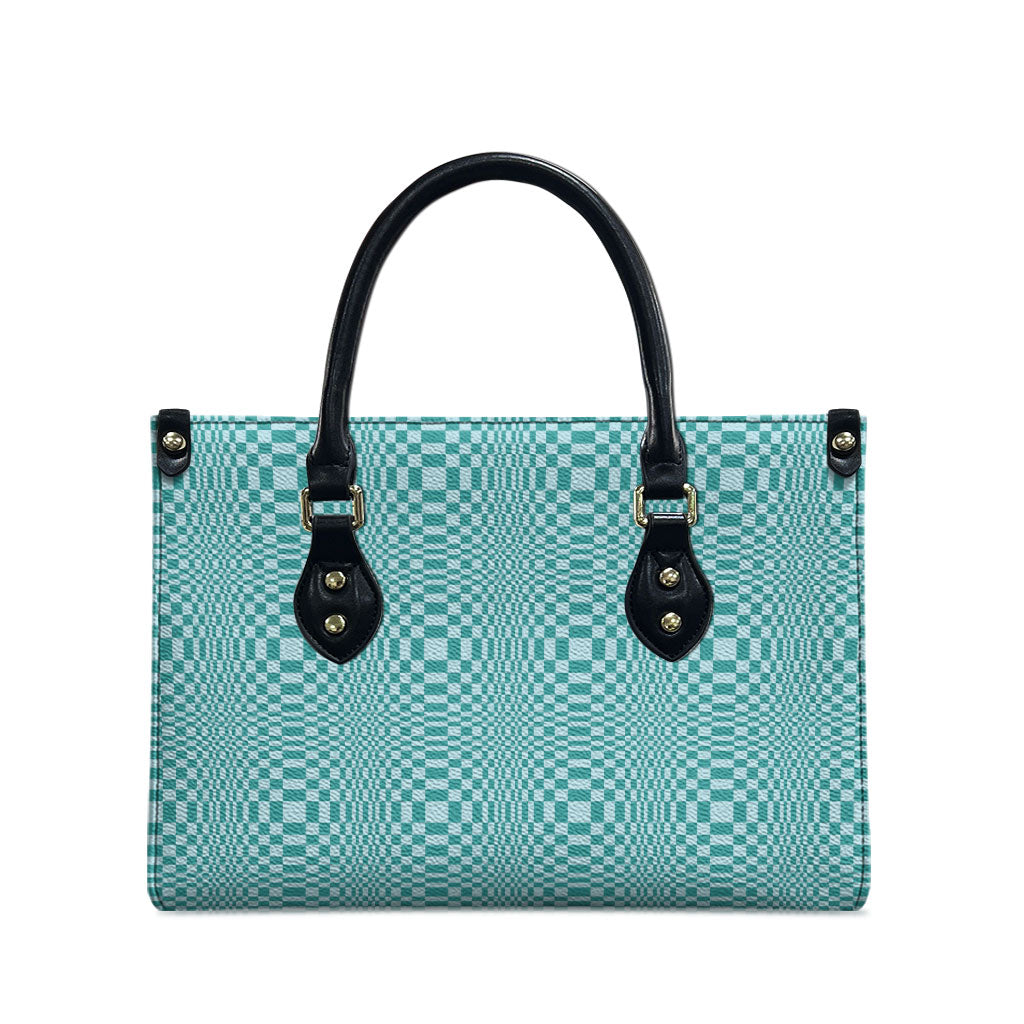 Cyan Filipino Binakol Motifs Leather Bag Mabuhay Philippines Festival Kusikus Pattern LT14 - Polynesian Pride