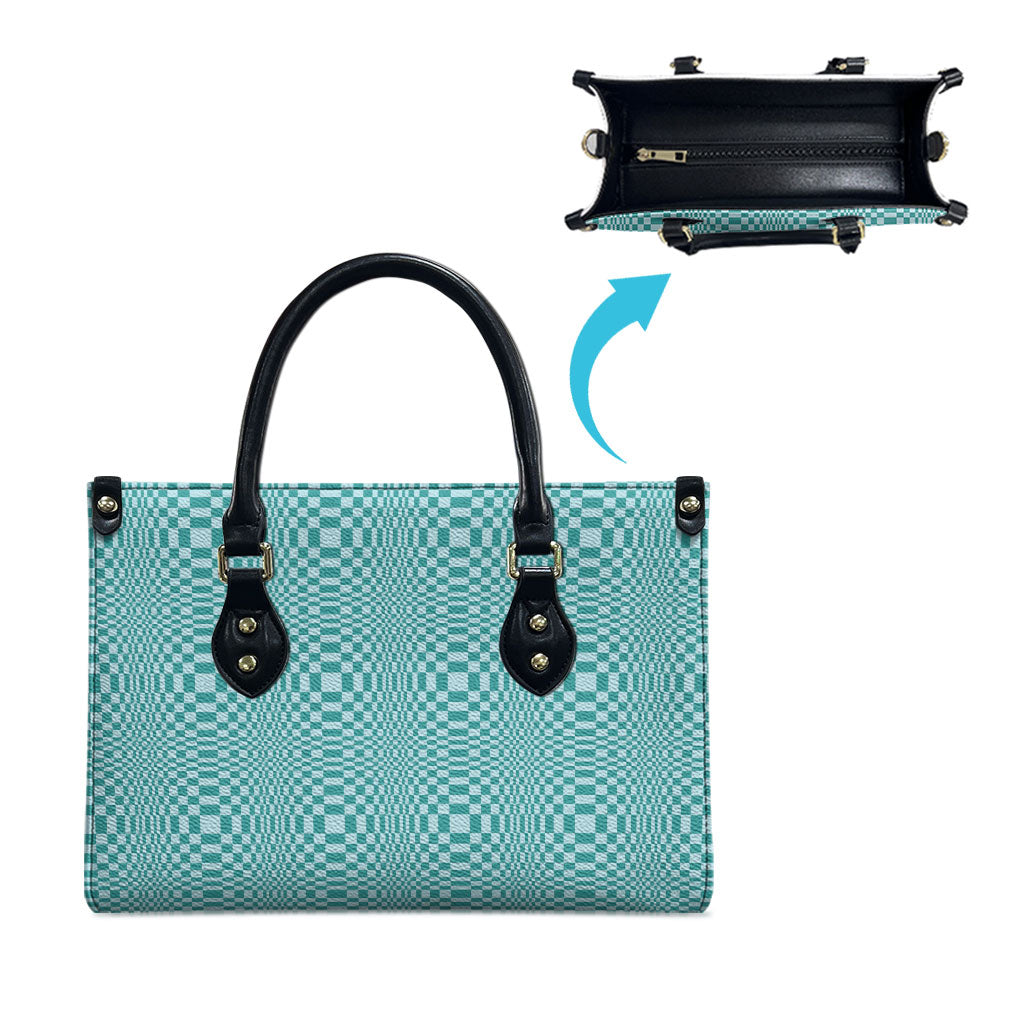Cyan Filipino Binakol Motifs Leather Bag Mabuhay Philippines Festival Kusikus Pattern LT14 - Polynesian Pride