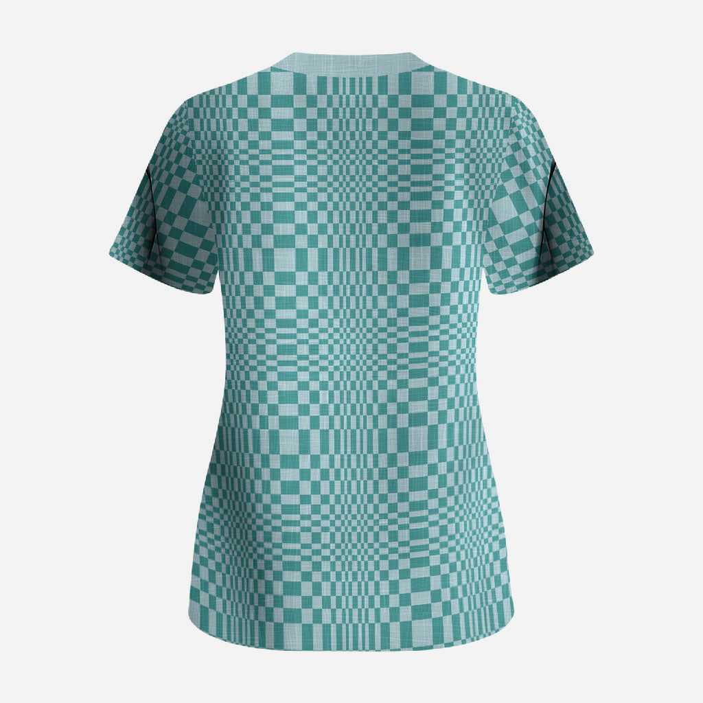 Cyan Filipino Binakol Motifs Scrub Top Mabuhay Philippines Festival Kusikus Pattern LT14 - Polynesian Pride