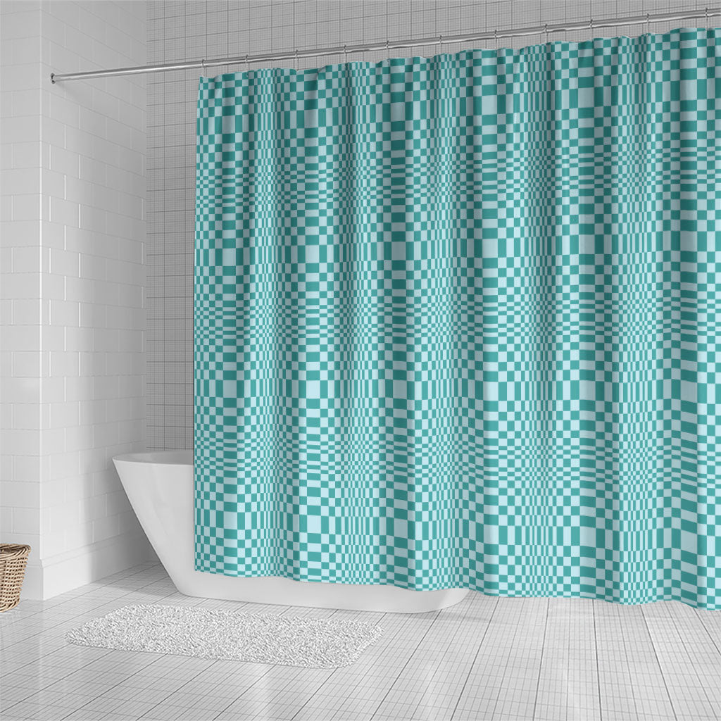 Cyan Filipino Binakol Motifs Shower Curtain Mabuhay Philippines Festival Kusikus Pattern LT14 - Polynesian Pride