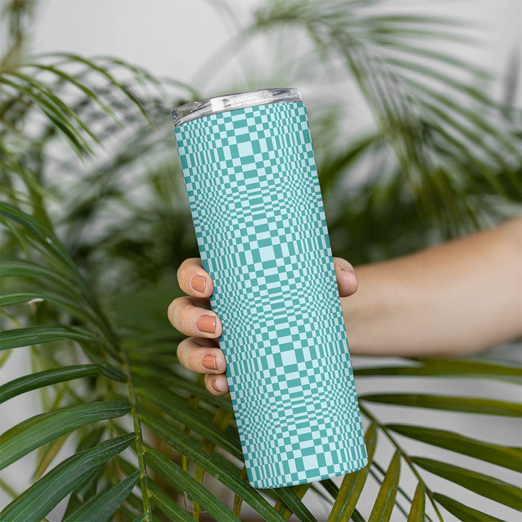 Cyan Filipino Binakol Motifs Skinny Tumbler Mabuhay Philippines Festival Kusikus Pattern LT14 - Polynesian Pride