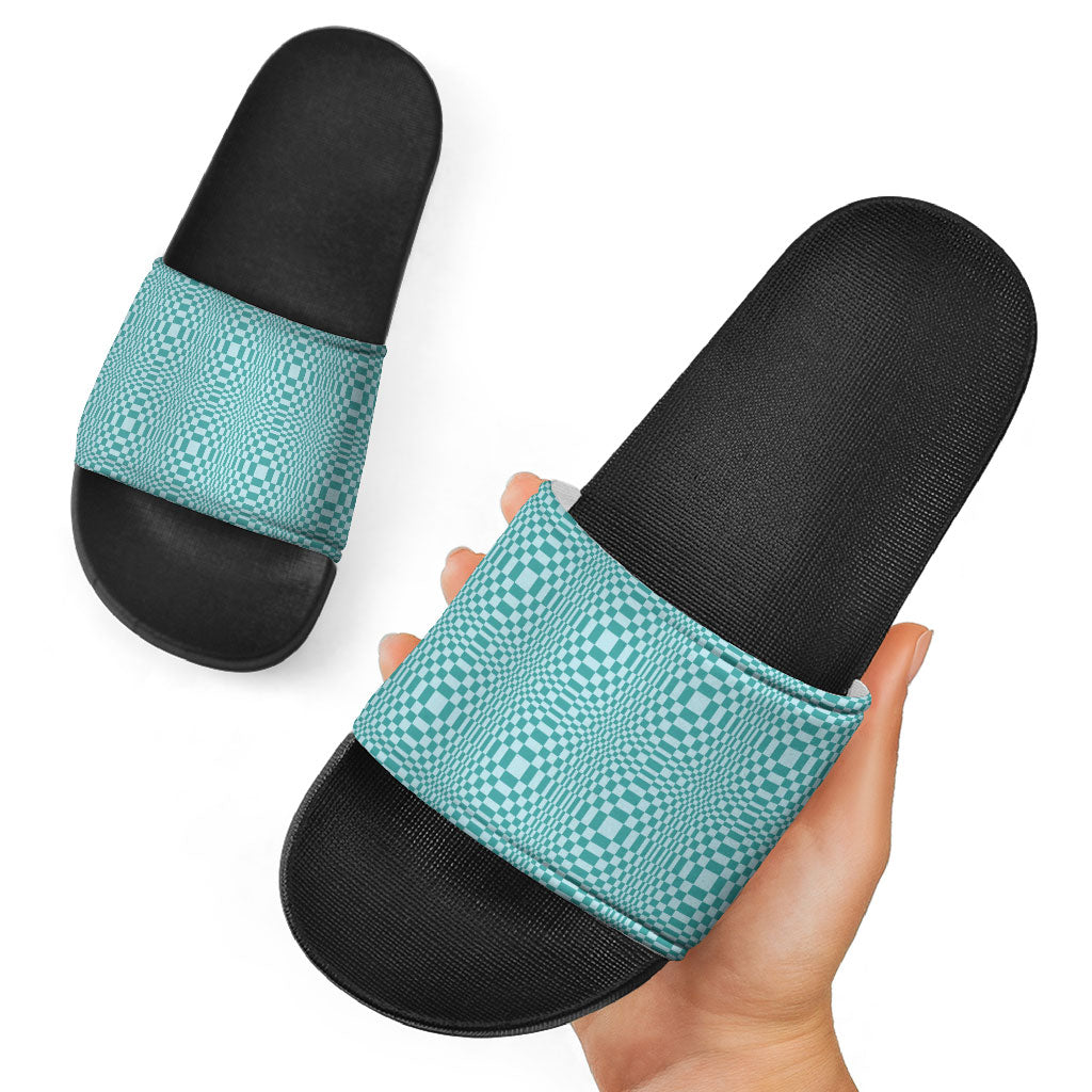 Cyan Filipino Binakol Motifs Slide Sandals Mabuhay Philippines Festival Kusikus Pattern LT14 - Polynesian Pride
