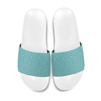 Cyan Filipino Binakol Motifs Slide Sandals Mabuhay Philippines Festival Kusikus Pattern LT14 Cyan - Polynesian Pride