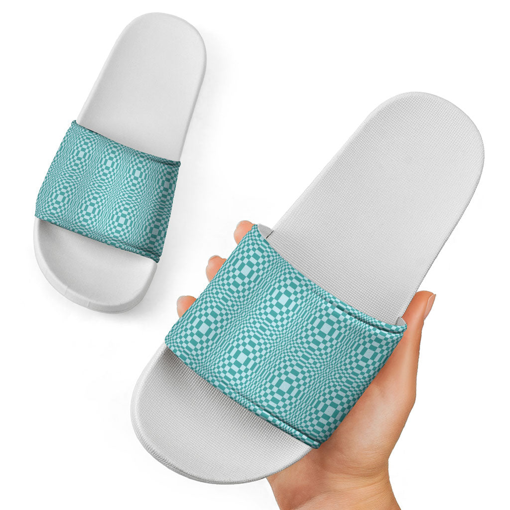 Cyan Filipino Binakol Motifs Slide Sandals Mabuhay Philippines Festival Kusikus Pattern LT14 - Polynesian Pride