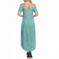 Cyan Filipino Binakol Motifs Summer Maxi Dress Mabuhay Philippines Festival Kusikus Pattern LT14 - Polynesian Pride