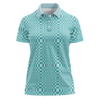 Cyan Filipino Binakol Motifs Women Polo Shirt Mabuhay Philippines Festival Kusikus Pattern LT14 Female Cyan - Polynesian Pride