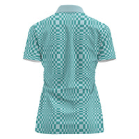 Cyan Filipino Binakol Motifs Women Polo Shirt Mabuhay Philippines Festival Kusikus Pattern LT14 - Polynesian Pride
