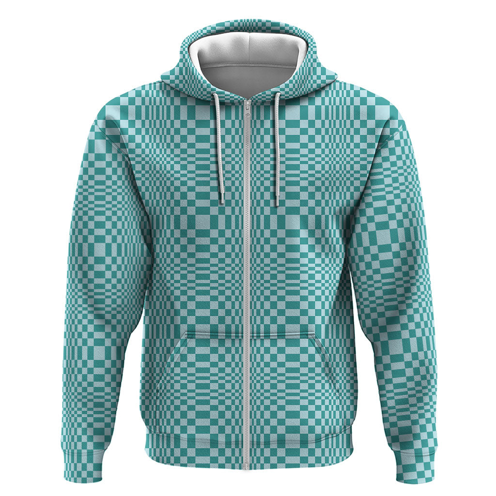 Cyan Filipino Binakol Motifs Zip Hoodie Mabuhay Philippines Festival Kusikus Pattern LT14 Zip Hoodie Cyan - Polynesian Pride