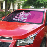 New Zealand Silver Fern Rugby Custom Auto Sun Shade All Black Maori Pattern Pink - Polynesian Pride