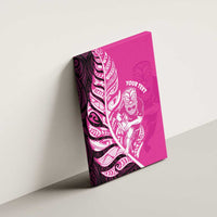 New Zealand Silver Fern Rugby Custom Canvas Wall Art All Black Maori Pattern Pink - Polynesian Pride