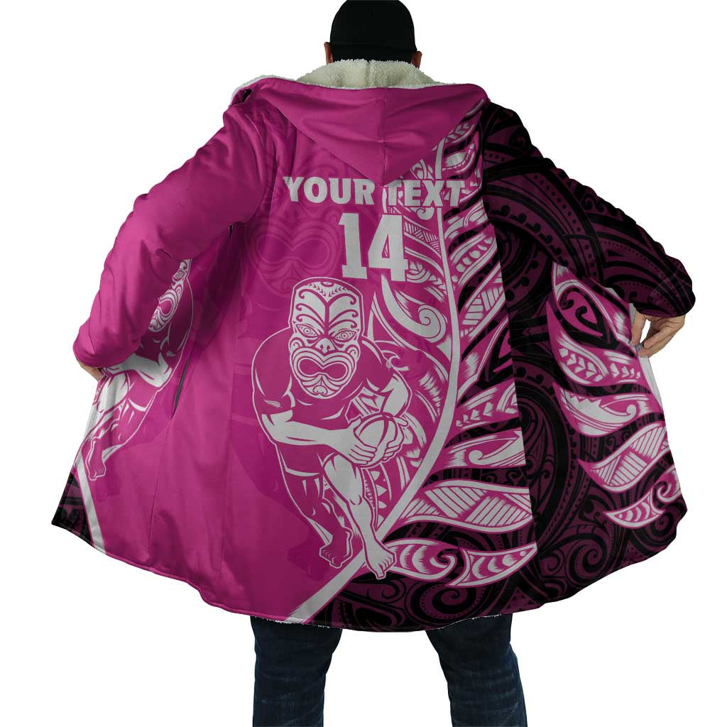 New Zealand Silver Fern Rugby Custom Cloak All Black Maori Pattern Pink - Polynesian Pride