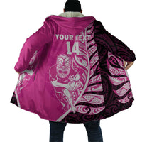 New Zealand Silver Fern Rugby Custom Cloak All Black Maori Pattern Pink - Polynesian Pride